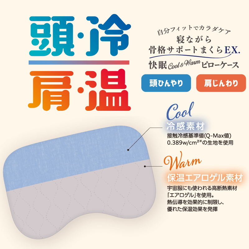 快眠Cool&Warmピローケース(寝ながら骨格サポートまくらEX.専用) - KA·RA·DA MARCHÉ744364