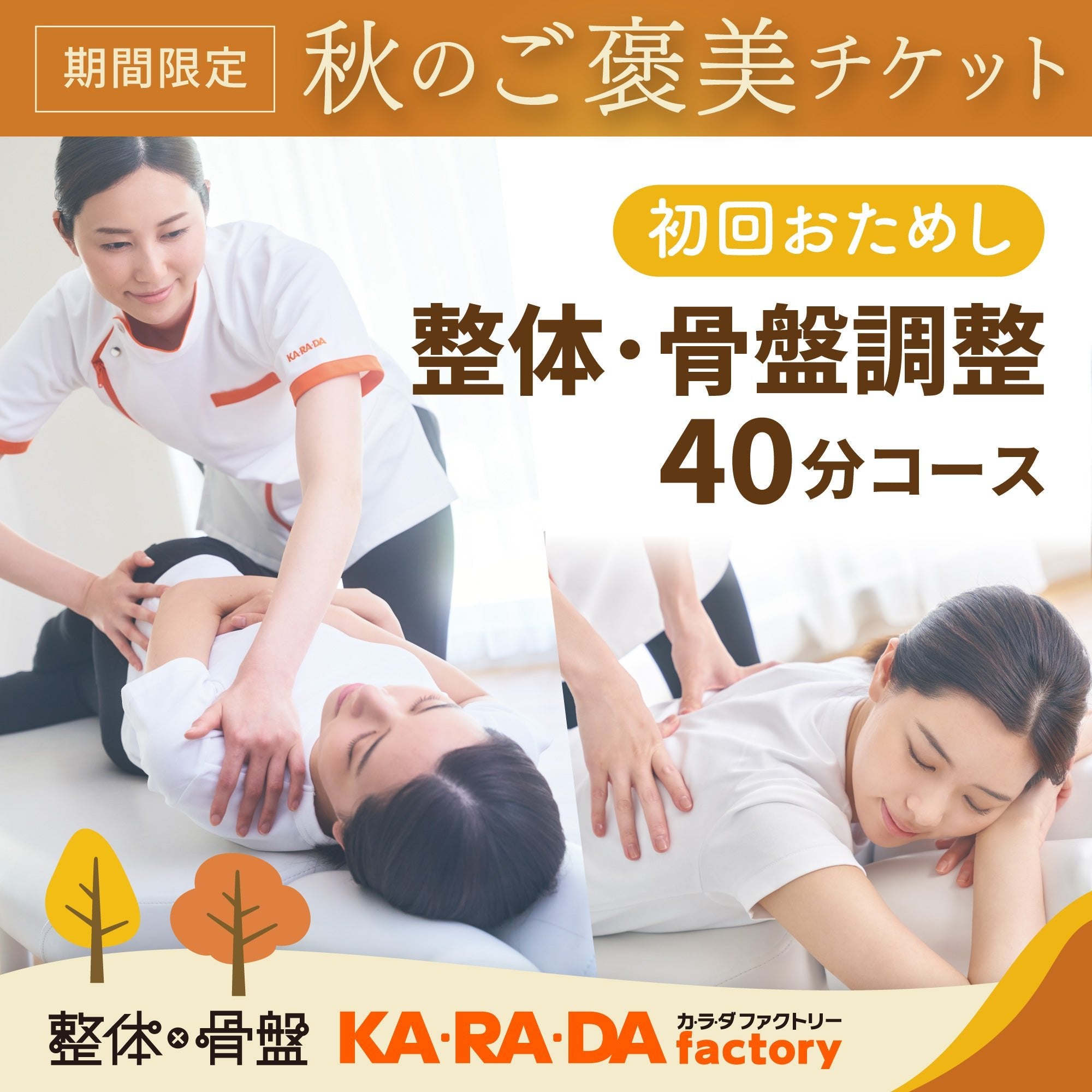 旋律ヒーリングエネルギー療法整体割引券 整体・骨盤調整コース60分[カラダファクトリーデジタルチケット