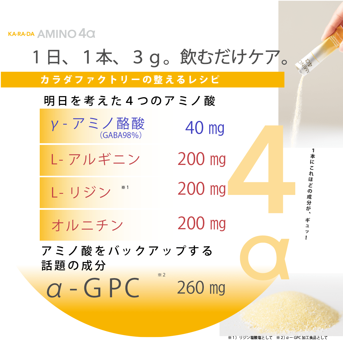 【KA･RA･DA定期便】「KA･RA･DA アミノ４α」コース　30日に１度お届け＜送料無料・15％OFF＞ - KA·RA·DA MARCHÉ744251
